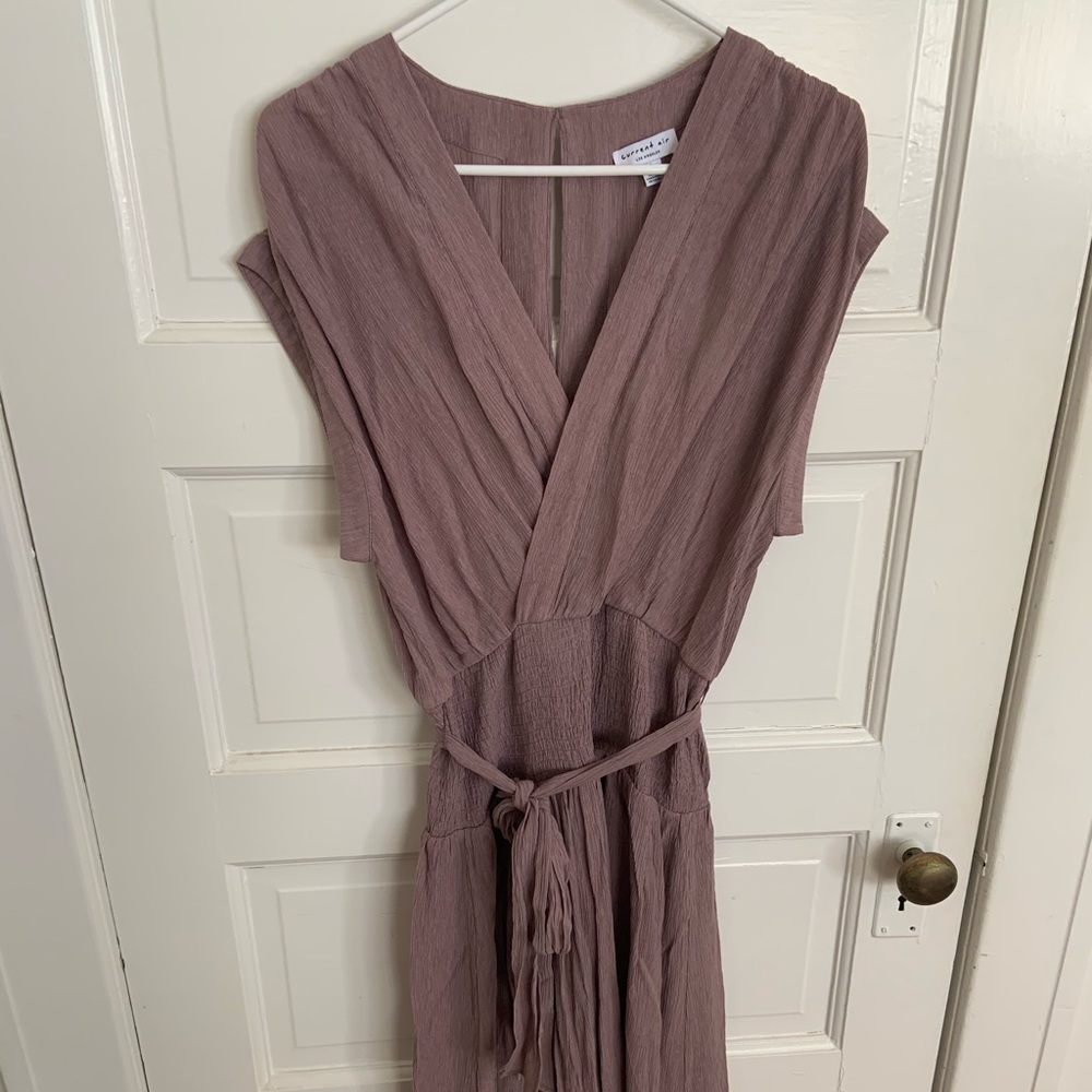 Lavender gauzy crepe midi dress